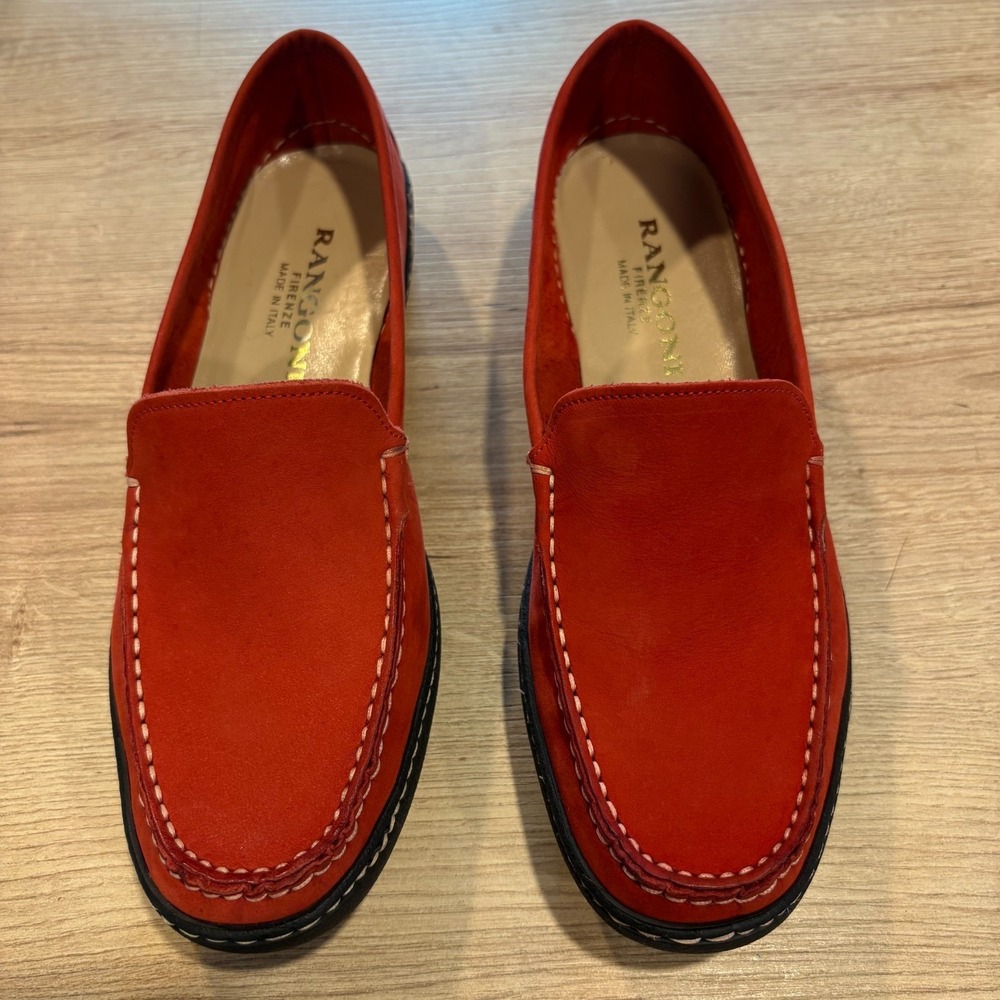 Rangoni Firenzeβ Womens Red Suede Loafers 8N made in Italy